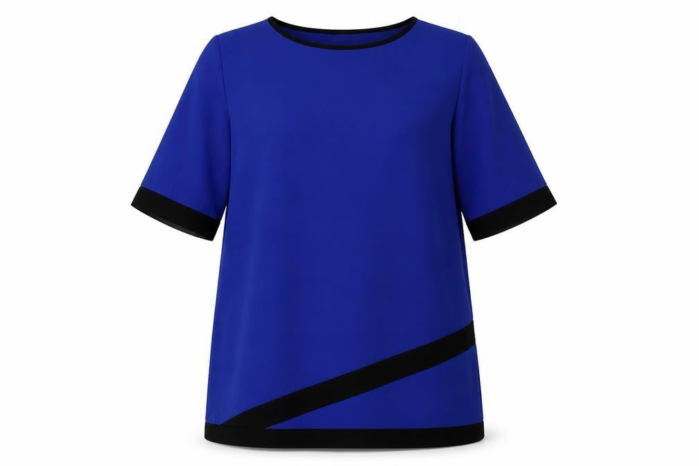 Quiz Womens Blue Polyester Shift Size 24 Boat Neck Pullover - Contrasting Trim