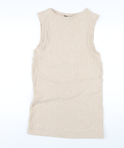 Additional front view of ASOS women’s beige polyester mini, size UK 8, boat neck pullover