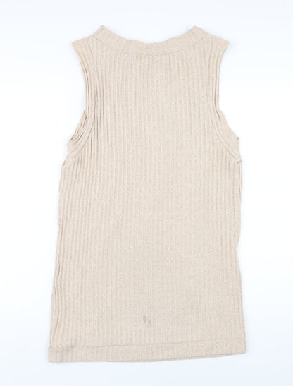 Back view of ASOS women’s beige polyester mini, size UK 8, boat neck pullover