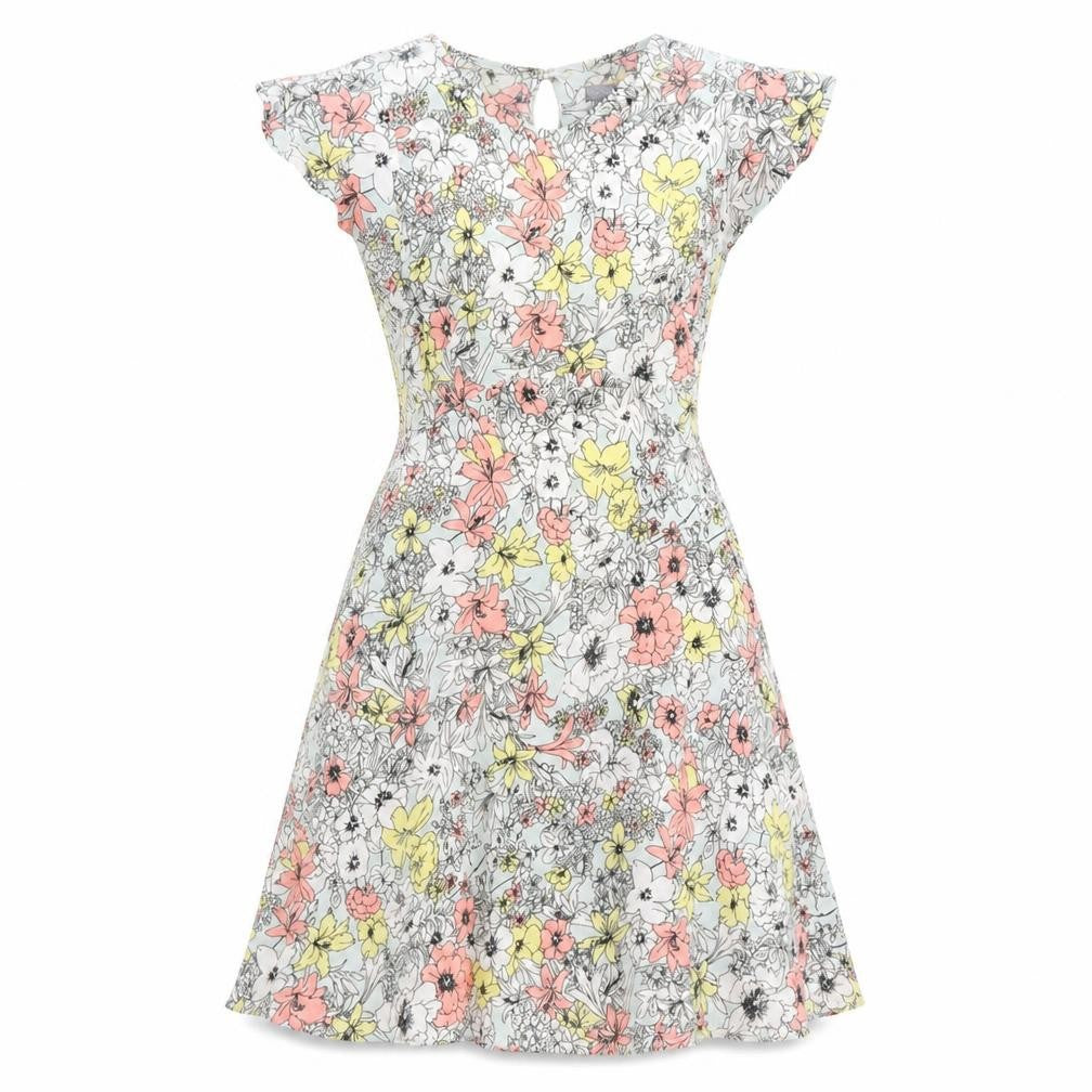 Marks & Spencer Womens Multicoloured Floral Viscose A-Line Size 8 Round Neck Button