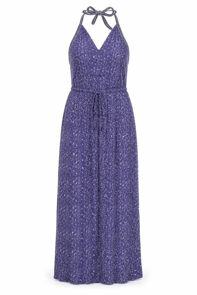 New Look Womens Blue Geometric Viscose Maxi Size 8 Halter Pullover