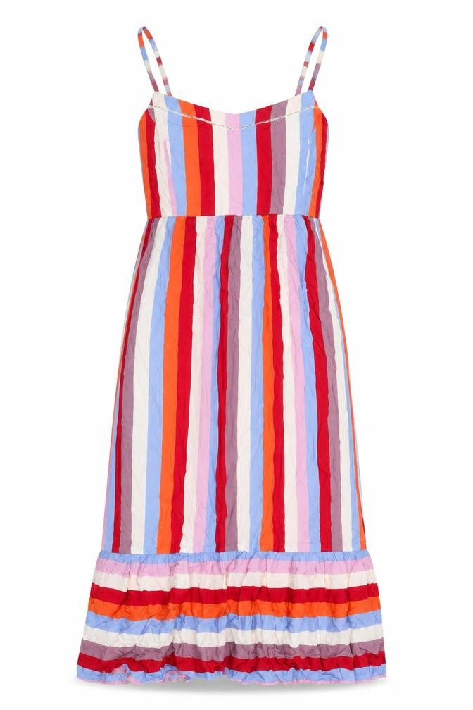 Marks & Spencer Womens Multicoloured Striped Viscose A-Line Size 8 V-Neck Pullover
