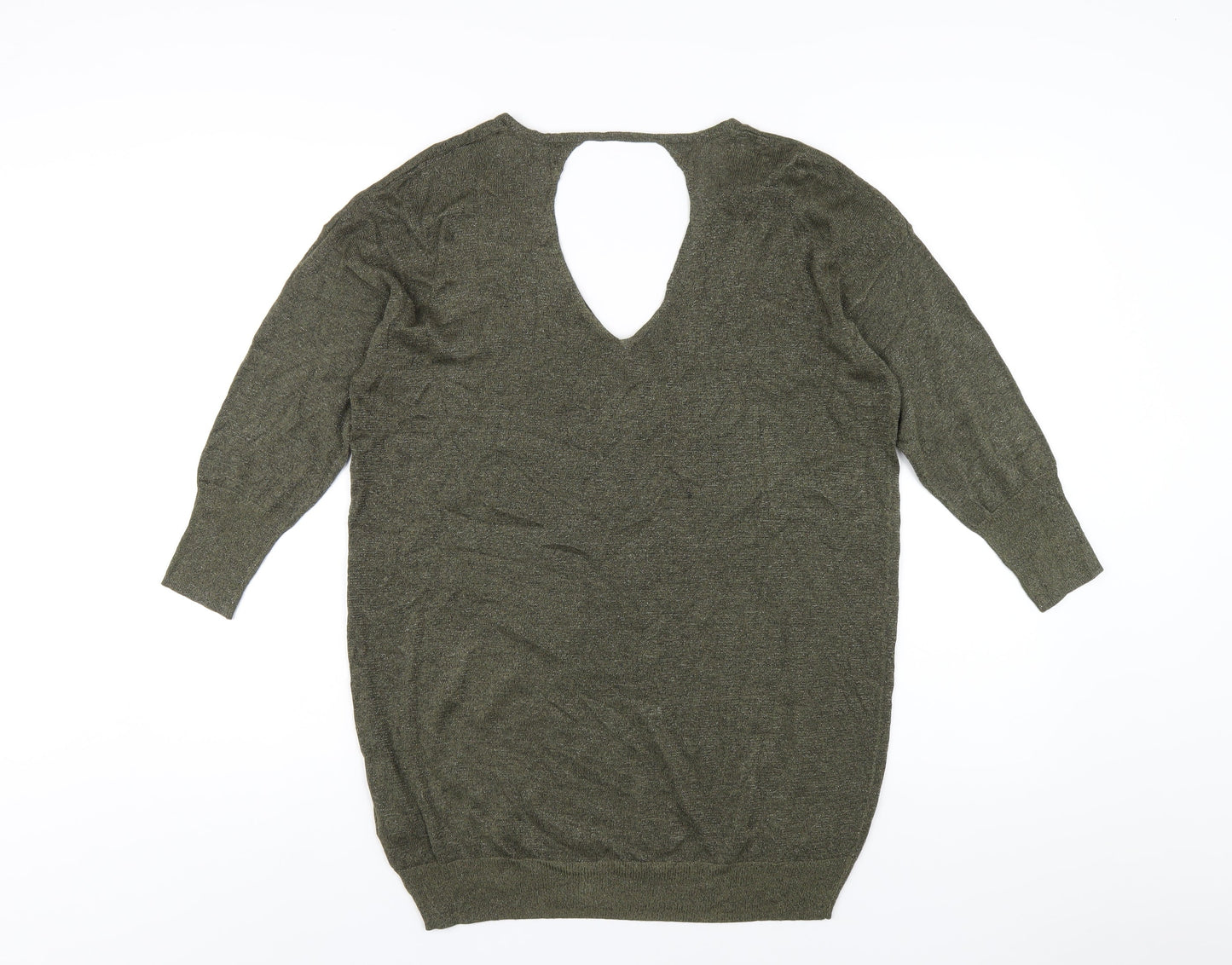 NEXT Womens Green V-Neck Viscose Pullover Jumper Size 12