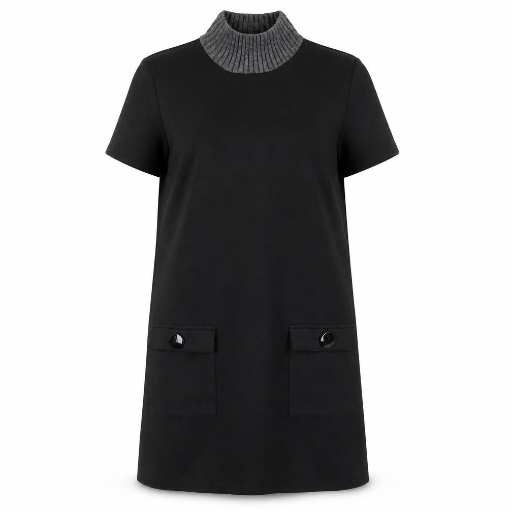 Zara Womens Black Polyester A-Line Size S Mock Neck Pullover