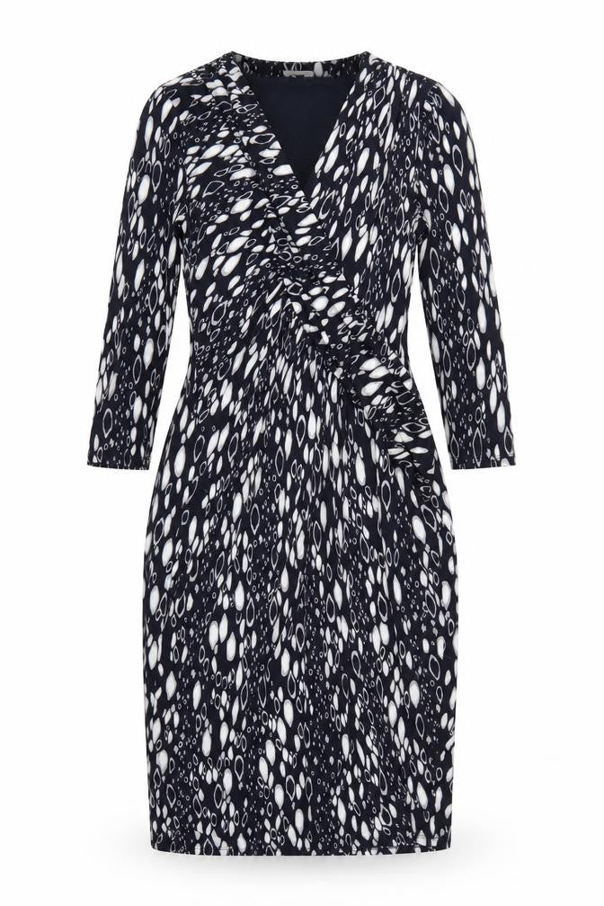 Planet Womens Blue Geometric Polyester Pencil Dress Size 8 V-Neck Pullover