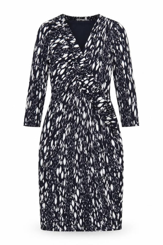 Planet Womens Blue Geometric Polyester Pencil Dress Size 8 V-Neck Pullover