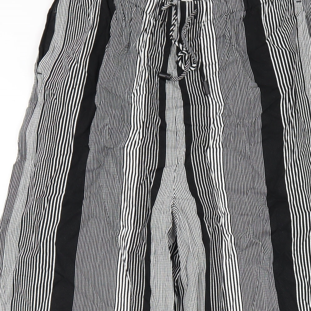 Marks and Spencer Womens Black Striped Viscose Trousers Size 8 L26 in Regular