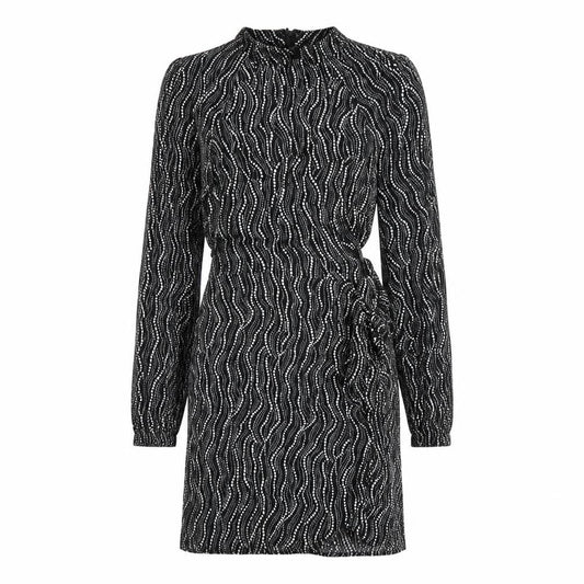 & Other Stories Womens Black Geometric Viscose Mini Size 8 Round Neck Zip