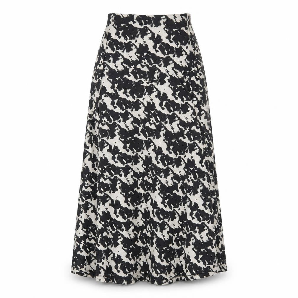 Marks & Spencer Womens Black Geometric Polyester A-Line Skirt Size 8
