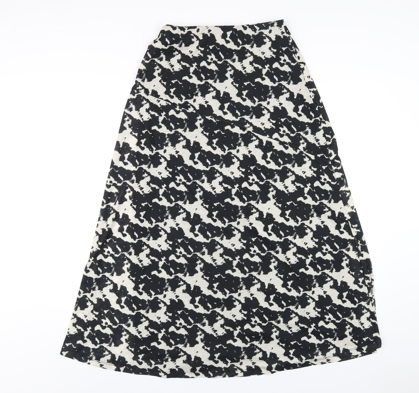 Marks and Spencer Womens Black Geometric Polyester A-Line Skirt Size 8