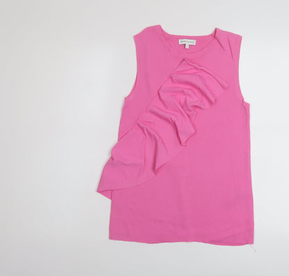 Warehouse Womens Pink Viscose Basic Tank Size 12 Round Neck