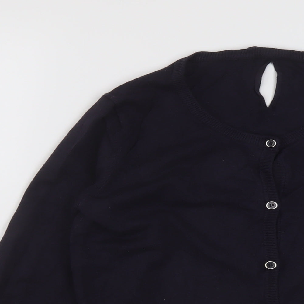 Mango Womens Blue Crew Neck Acrylic Cardigan Jumper Size S