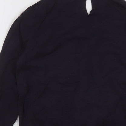 Mango Womens Blue Crew Neck Acrylic Cardigan Jumper Size S