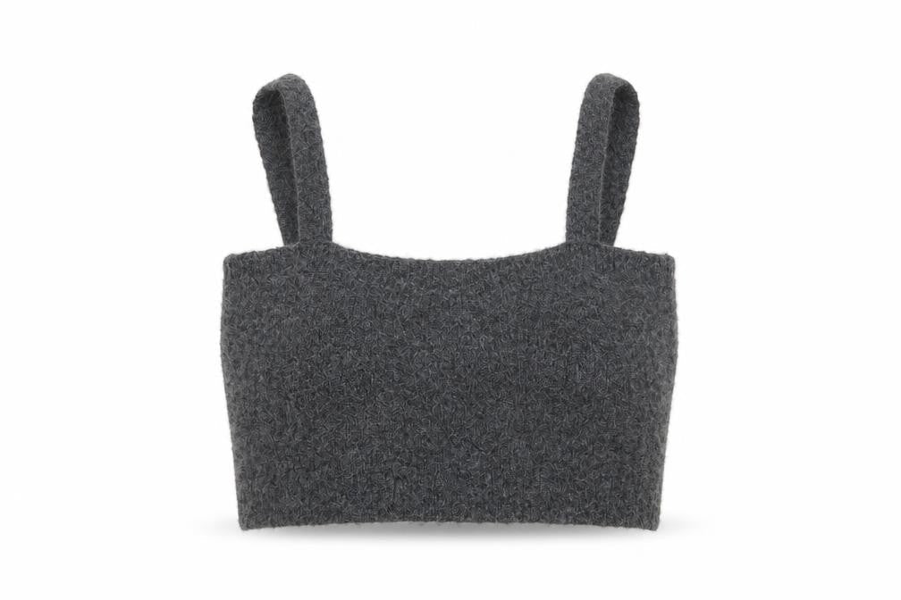 Zara Womens Grey Polyester Cropped Tank Size S Square Neck