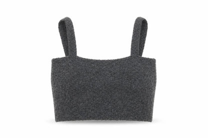 Zara Womens Grey Polyester Cropped Tank Size S Square Neck