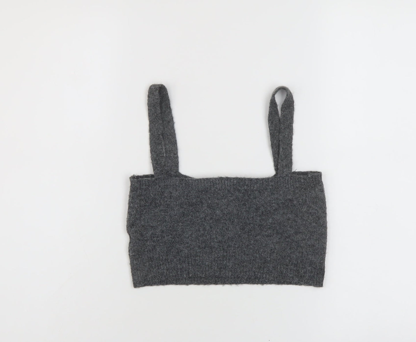 Zara Womens Grey Polyester Cropped Tank Size S Square Neck