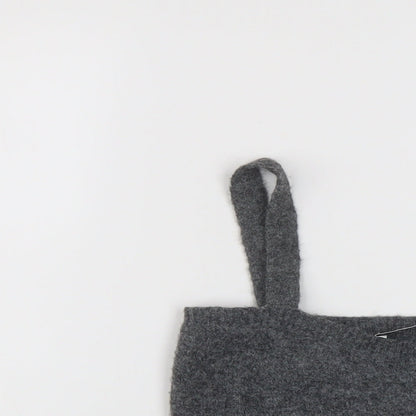 Zara Womens Grey Polyester Cropped Tank Size S Square Neck