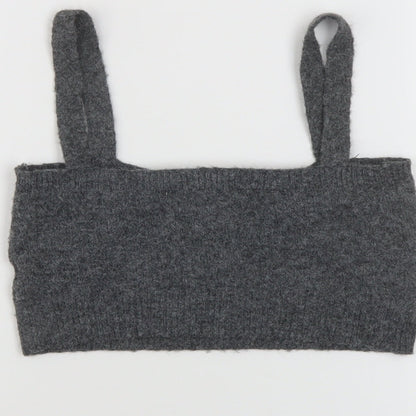 Zara Womens Grey Polyester Cropped Tank Size S Square Neck