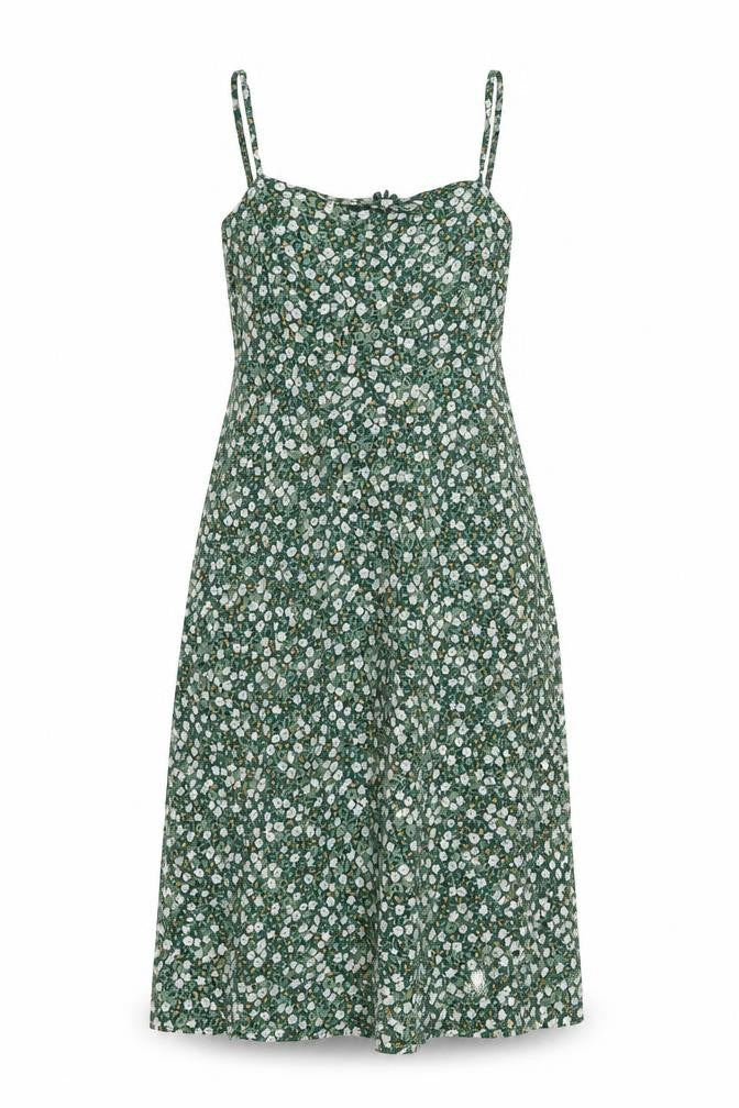 Motel Rocks Womens Green Floral Viscose A-Line Size S Square Neck Zip
