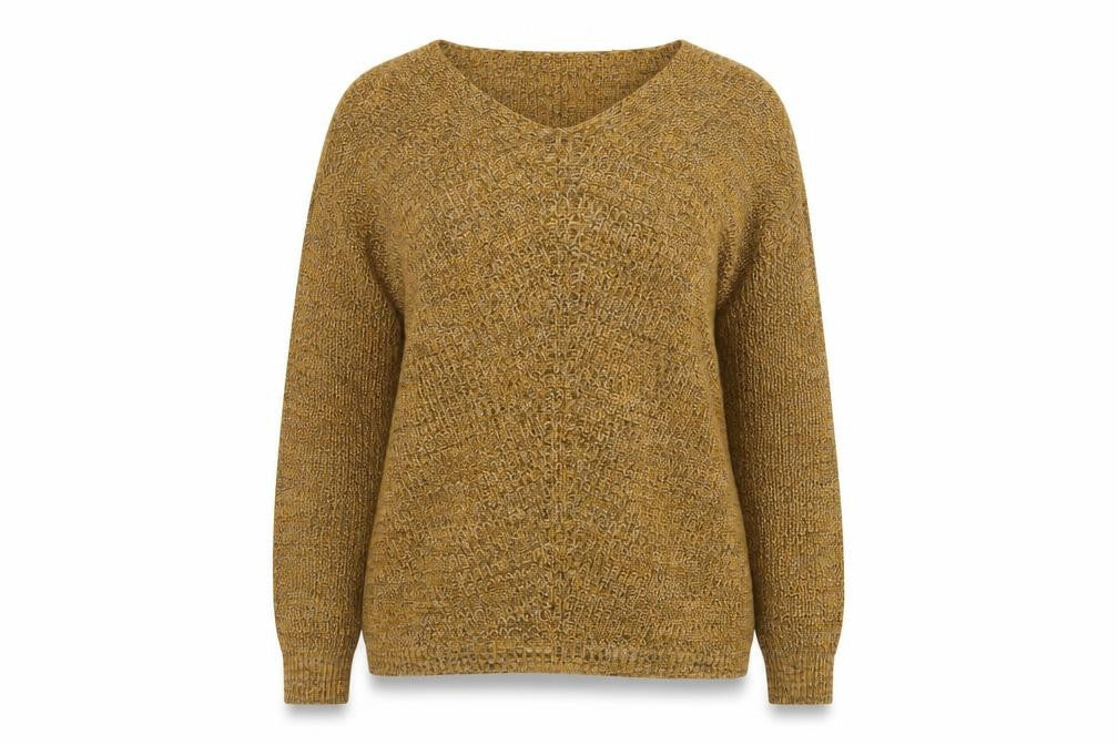 Yessica Womens Yellow V-Neck Cotton Pullover Jumper Size L