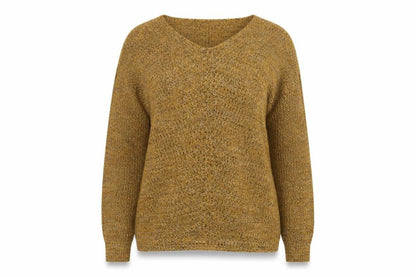 Yessica Womens Yellow V-Neck Cotton Pullover Jumper Size L