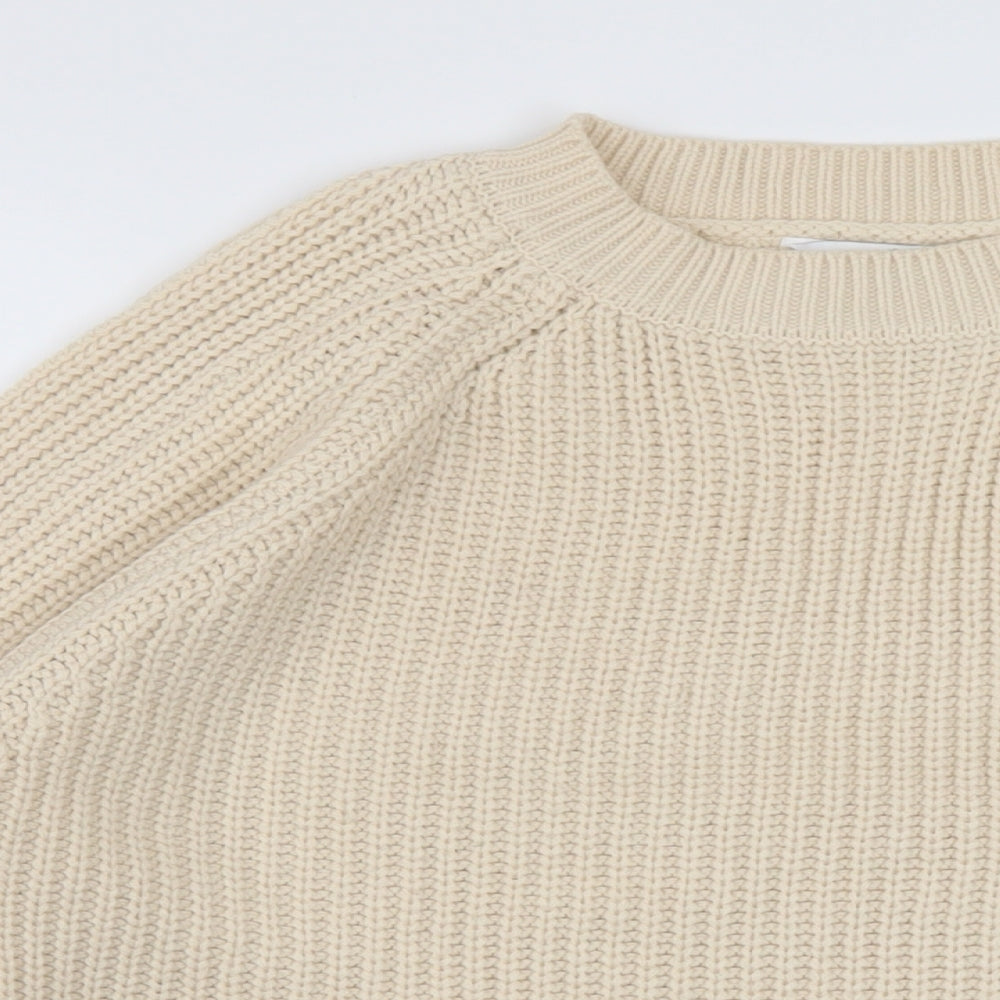 Very Womens Beige Crew Neck Acrylic Pullover Jumper Size 10