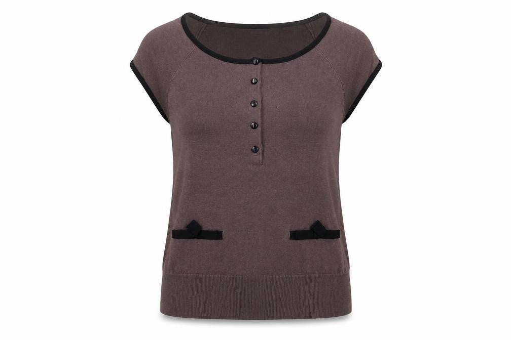 H&M Womens Brown Viscose Basic Blouse Size S Round Neck