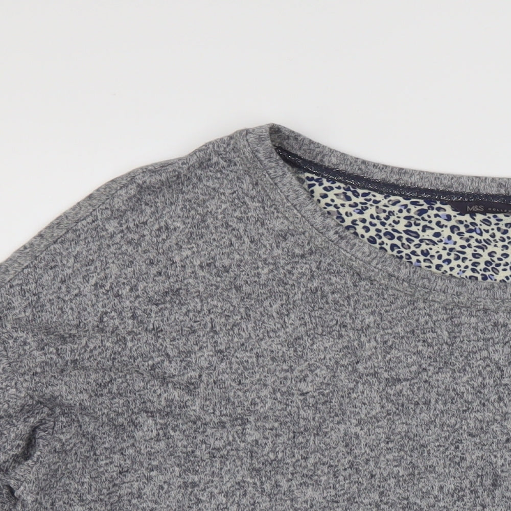 Marks and Spencer Womens Grey Round Neck Cotton Pullover Jumper Size 20