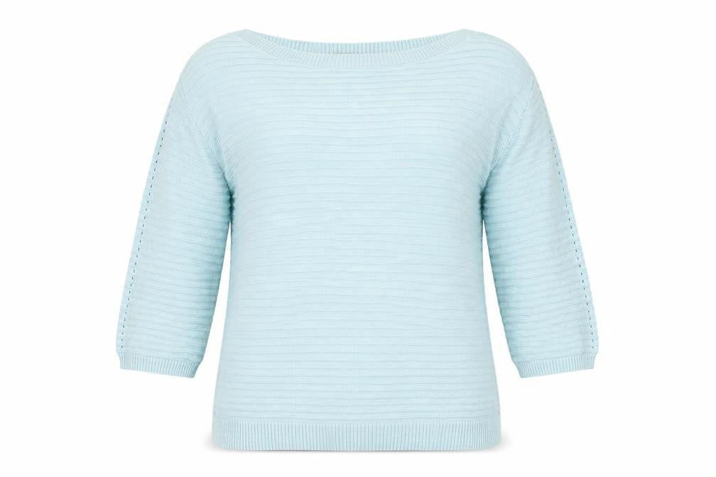 Marble Womens Blue Boat Neck Cotton Pullover Jumper Size 12
