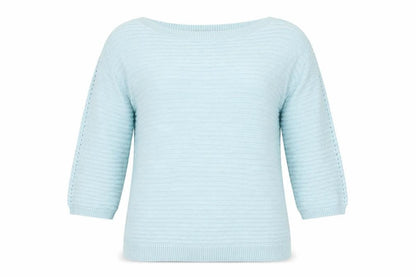 Marble Womens Blue Boat Neck Cotton Pullover Jumper Size 12