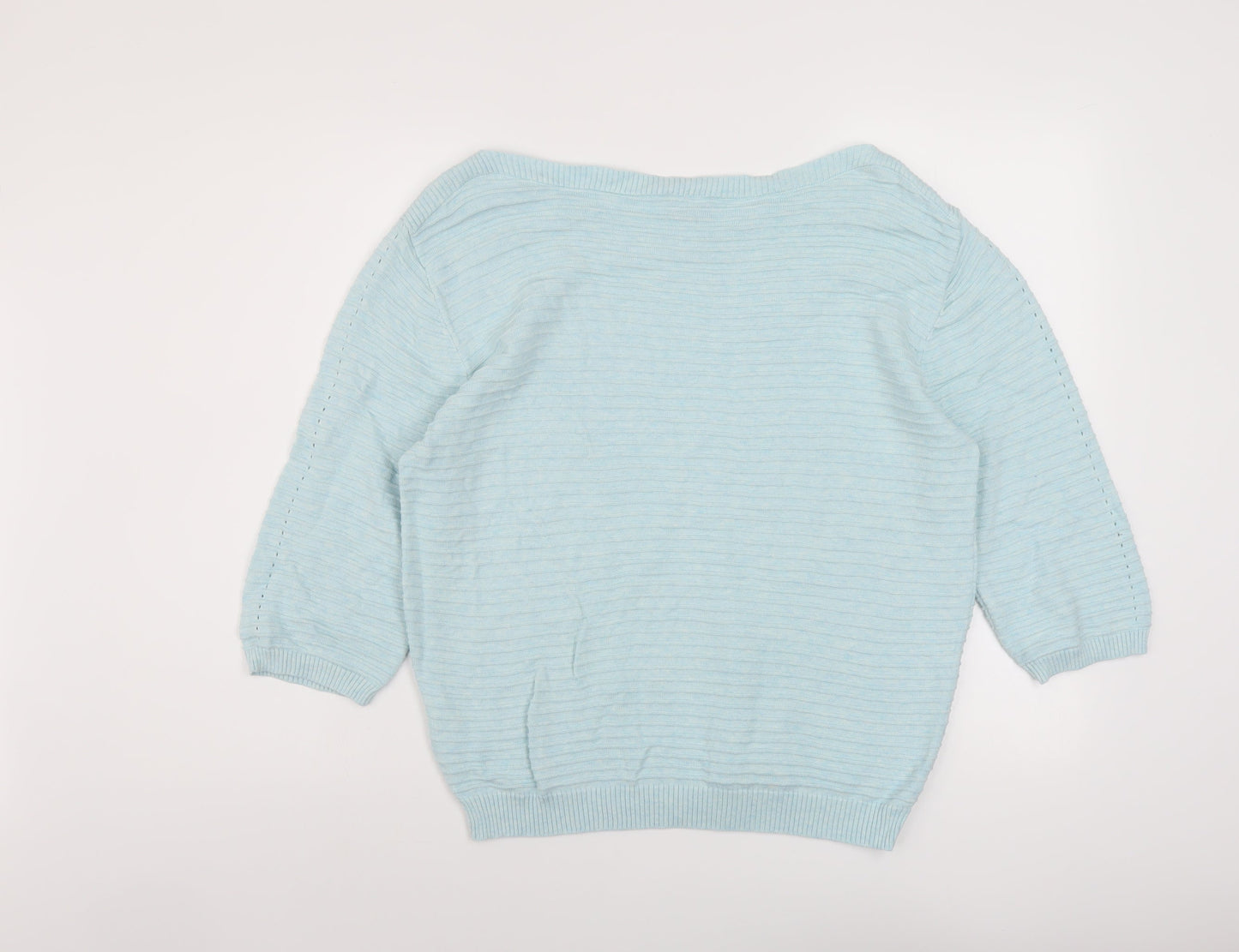 Marble Womens Blue Boat Neck Cotton Pullover Jumper Size 12