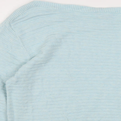 Marble Womens Blue Boat Neck Cotton Pullover Jumper Size 12
