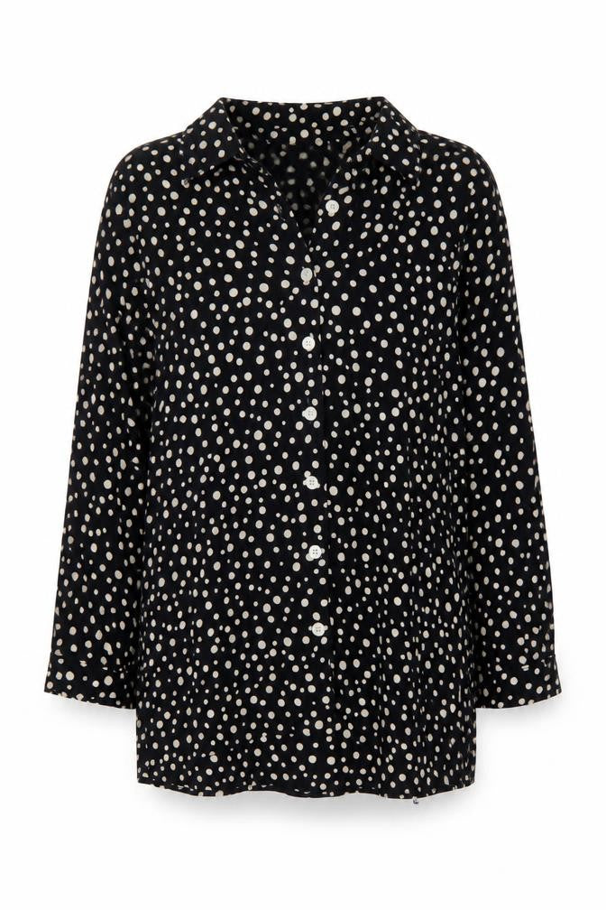 Pop England Womens Blue Polka Dot Viscose Basic Button-Up Size 10 V-Neck