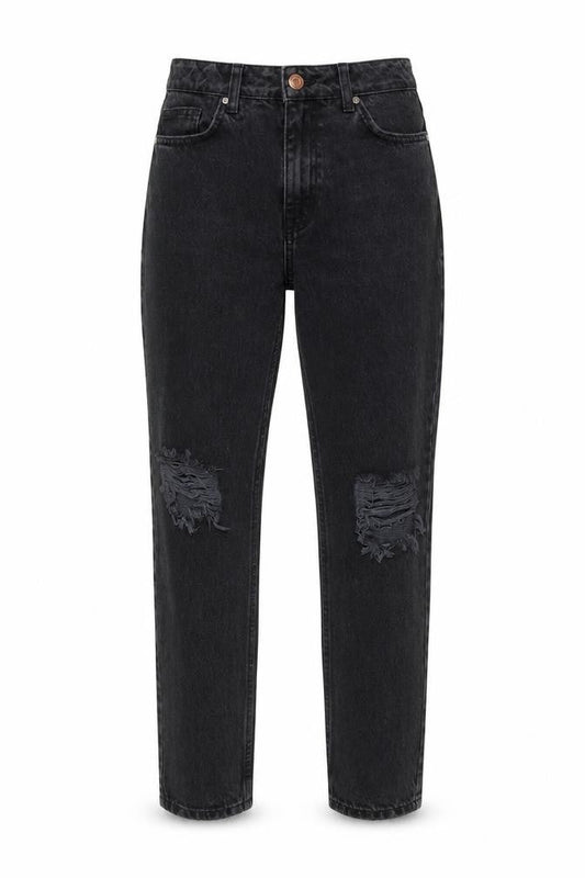 NEXT Womens Grey Cotton Mom Jeans Size 6 L25 in Regular Button