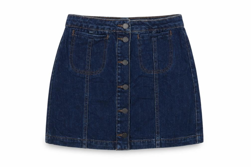 Topshop Womens Blue Cotton Mini Skirt Size 28 in Button