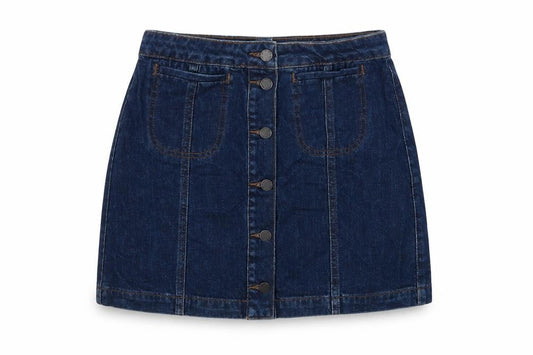 Topshop Womens Blue Cotton Mini Skirt Size 28 in Button