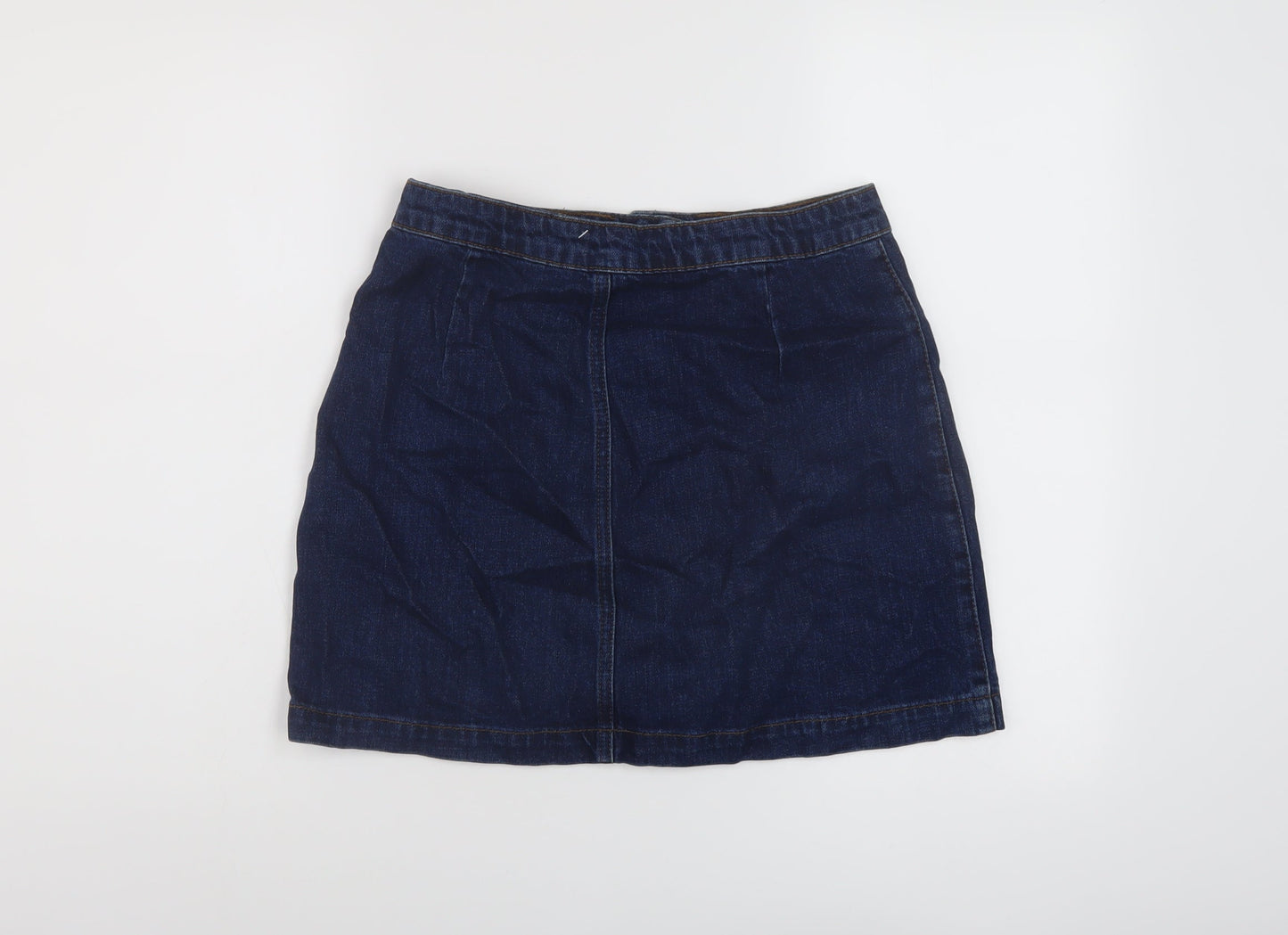 Topshop Womens Blue Cotton Mini Skirt Size 28 in Button