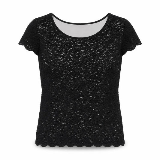 Chesca Womens Black Polyester Basic Blouse Size 8 Scoop Neck