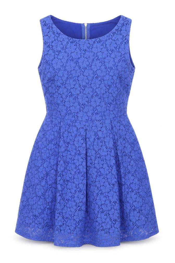 Mela Loves London Womens Blue Polyester Fit & Flare Size 10 Boat Neck Zip