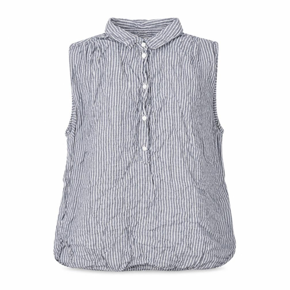 H&M Womens Blue Striped Modal Camisole Blouse Size 8 Collared