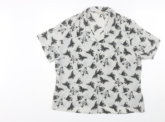 Anthology Womens Green Geometric Polyester Basic Button-Up Size 18 Collared - Butterfly Print