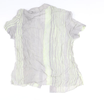 Encadee Womens Grey Striped Polyester Basic Button-Up Size 18 Collared - Semi Sheer