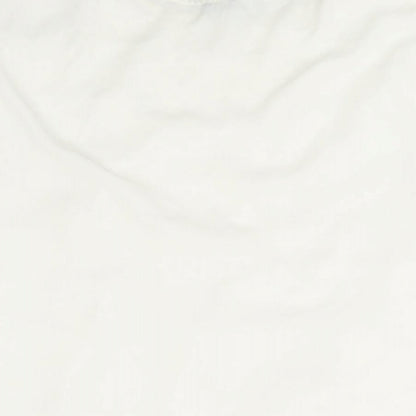 Brand and care label for Red Herring women’s ivory nylon basic blouse, size UK 14, round neck - lace front