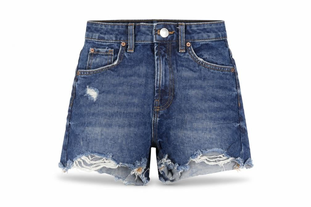 Denim & Co. Womens Blue Cotton Cut-Off Shorts Size 4 Regular Zip - Distressed