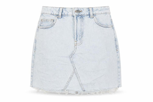 Denim & Co. Womens Blue Cotton A-Line Skirt Size 10 Zip - Raw Hem