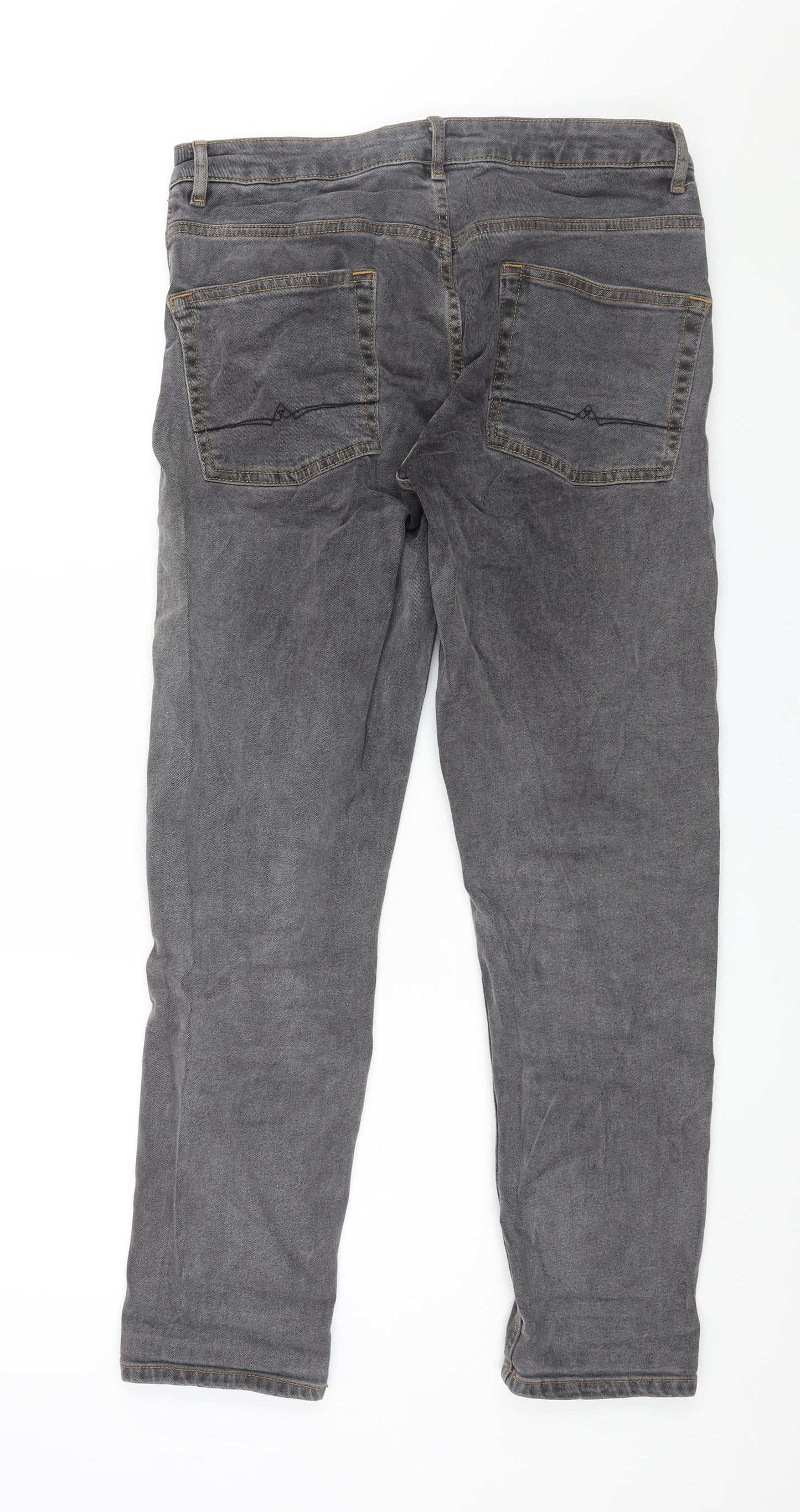 ASOS Mens Grey Cotton Straight Jeans Size 32 in L32 in Regular Zip