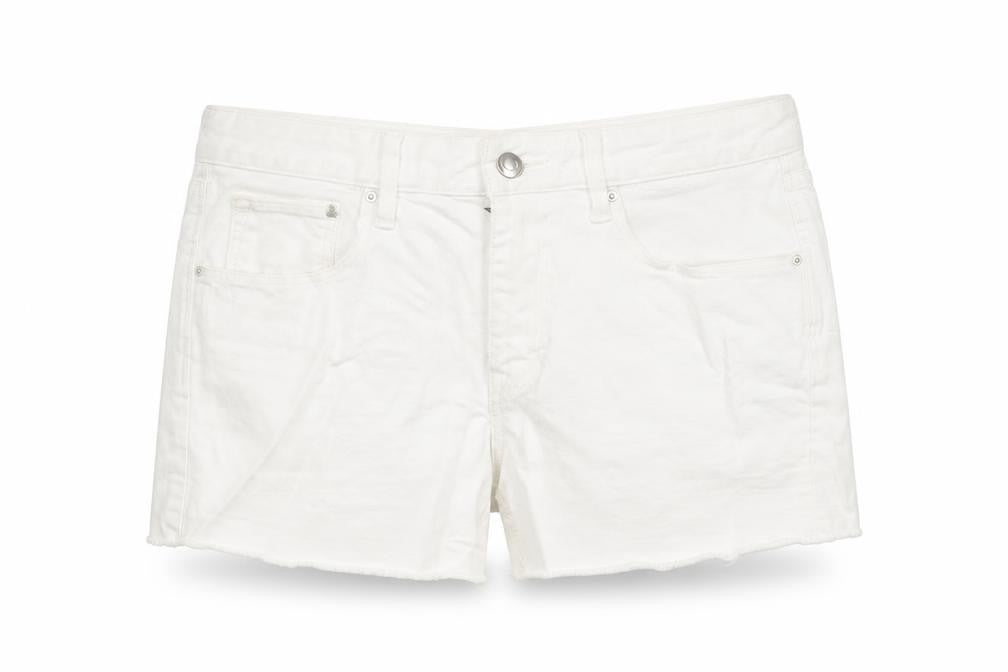 H&M Womens White Cotton Cut-Off Shorts Size 30 in L4 in Regular Zip