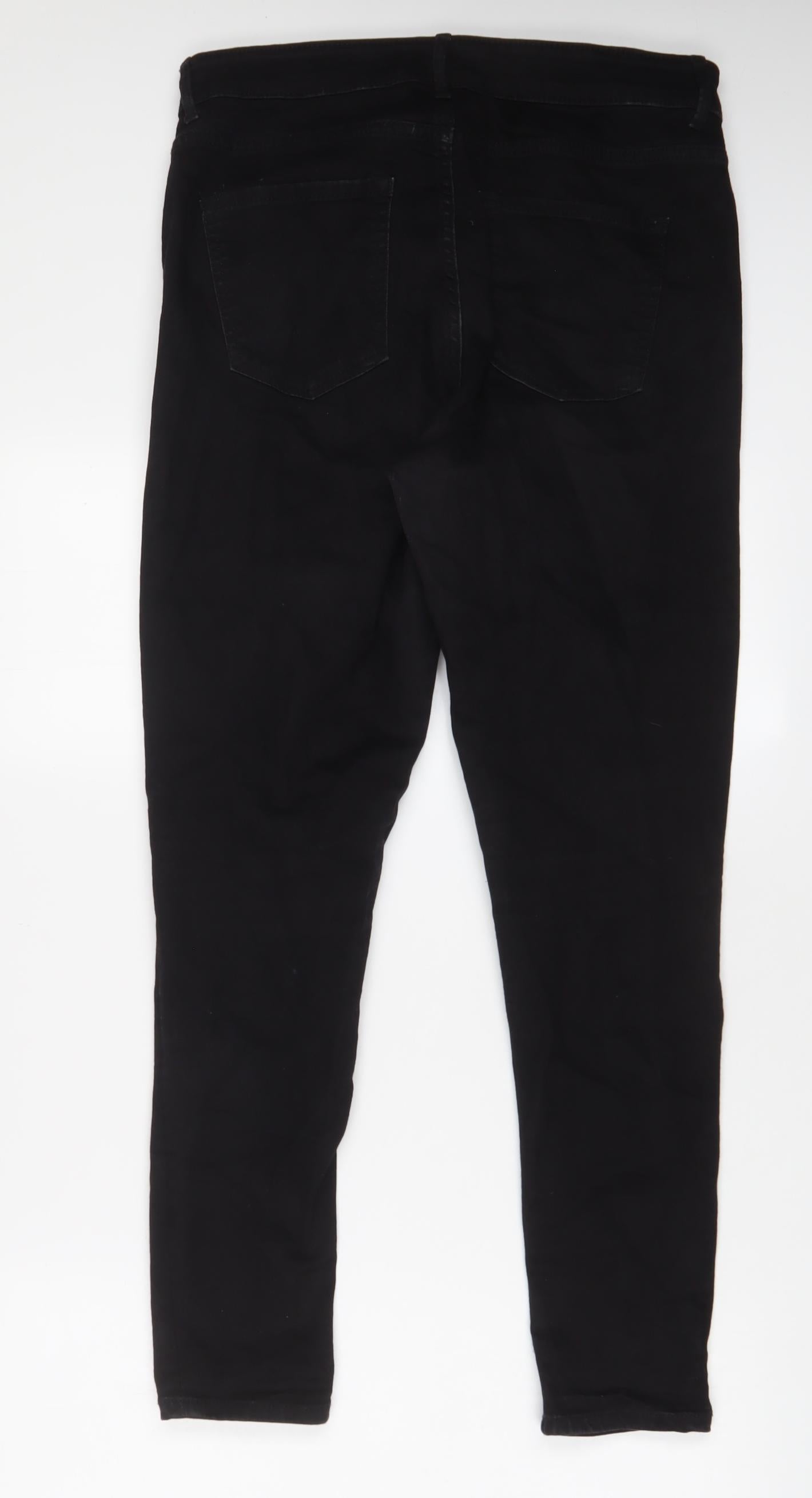 Marks and Spencer Womens Black Cotton Skinny Jeans Size 12 L28 in Regular Zip