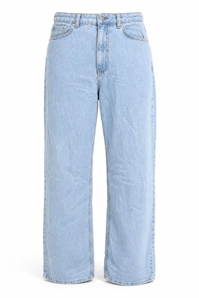NA-KD Womens Blue Cotton Wide-Leg Jeans Size 10 L31 in Regular Zip