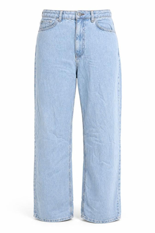 NA-KD Womens Blue Cotton Wide-Leg Jeans Size 10 L31 in Regular Zip
